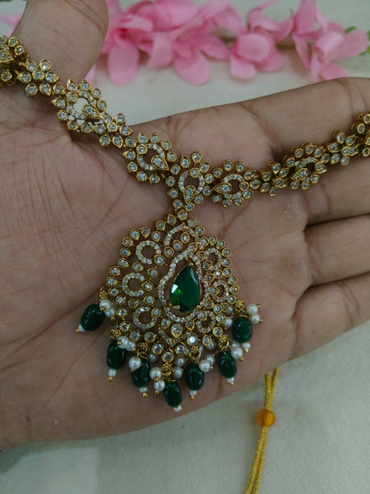 Antique Gold Green Cz Necklace Jewellery Beth Set