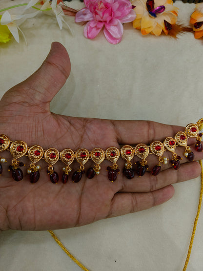 Gold Maroon Punjabi Necklace Jewellery Tom Sets