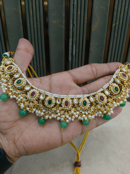 Ruby Sage Green Kundan necklace Zina jewellery sets