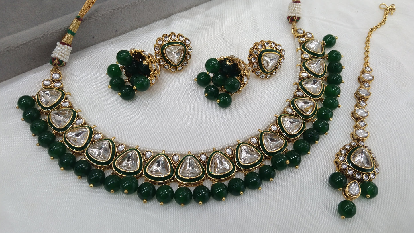 Aditi Green Kundan Jewelry Set