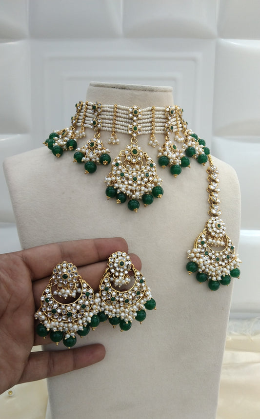 Dippi Green Kundan Indian Jewellery Set