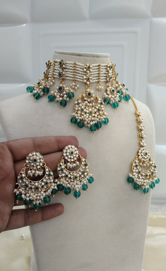 Dippi Rama Green Kundan Indian Jewellery Set
