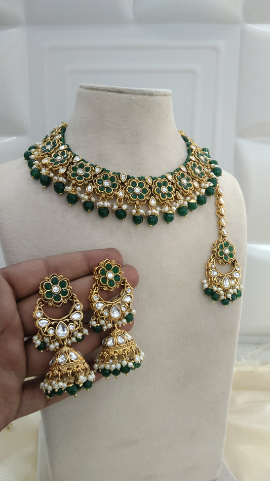 Chini Green Kundan Indian Jewellery Set