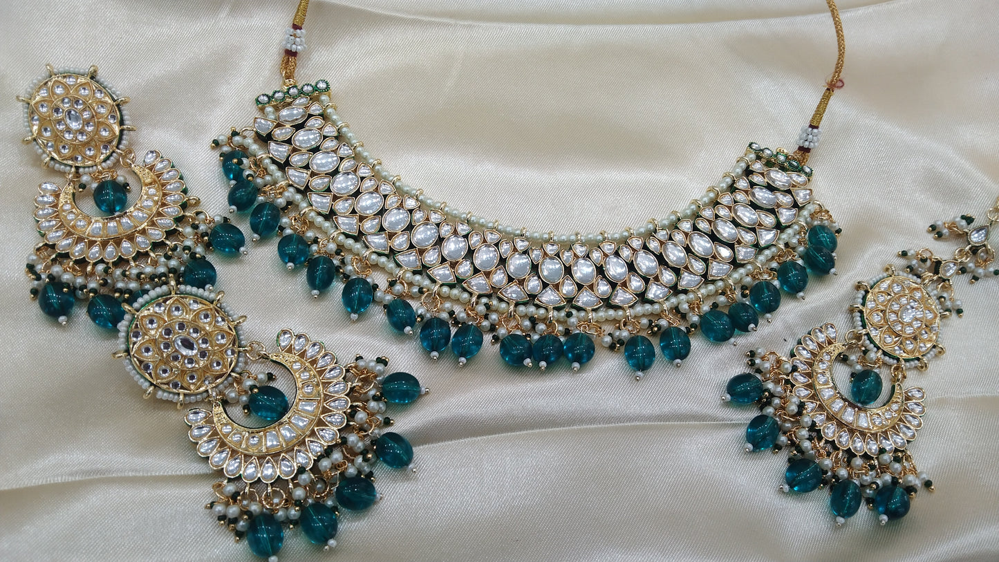 Chadni  Green Kundan Indian Jewellery Set