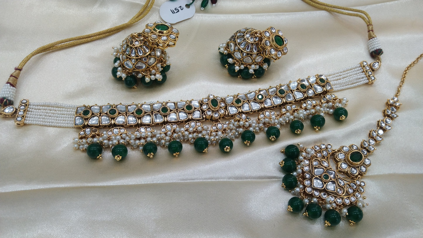 Dimple Green  Kundan Indian Jewellery Set