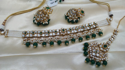 Dimple Green  Kundan Indian Jewellery Set