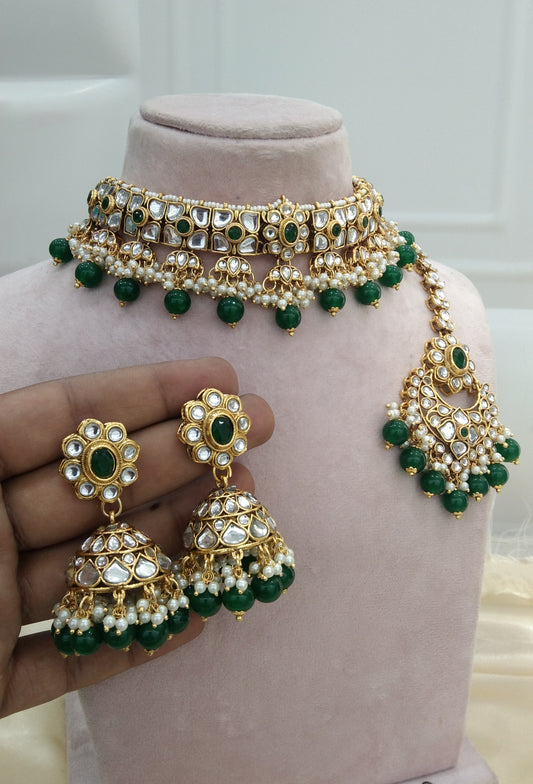 Dimple Green  Kundan Indian Jewellery Set