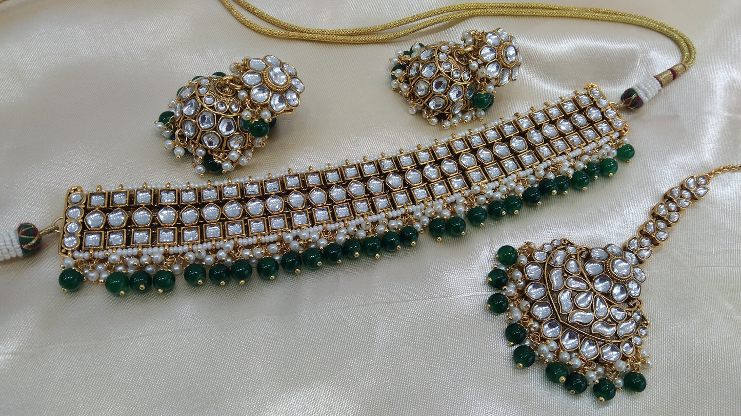 Divya Green kundan Indian Jewellery Set