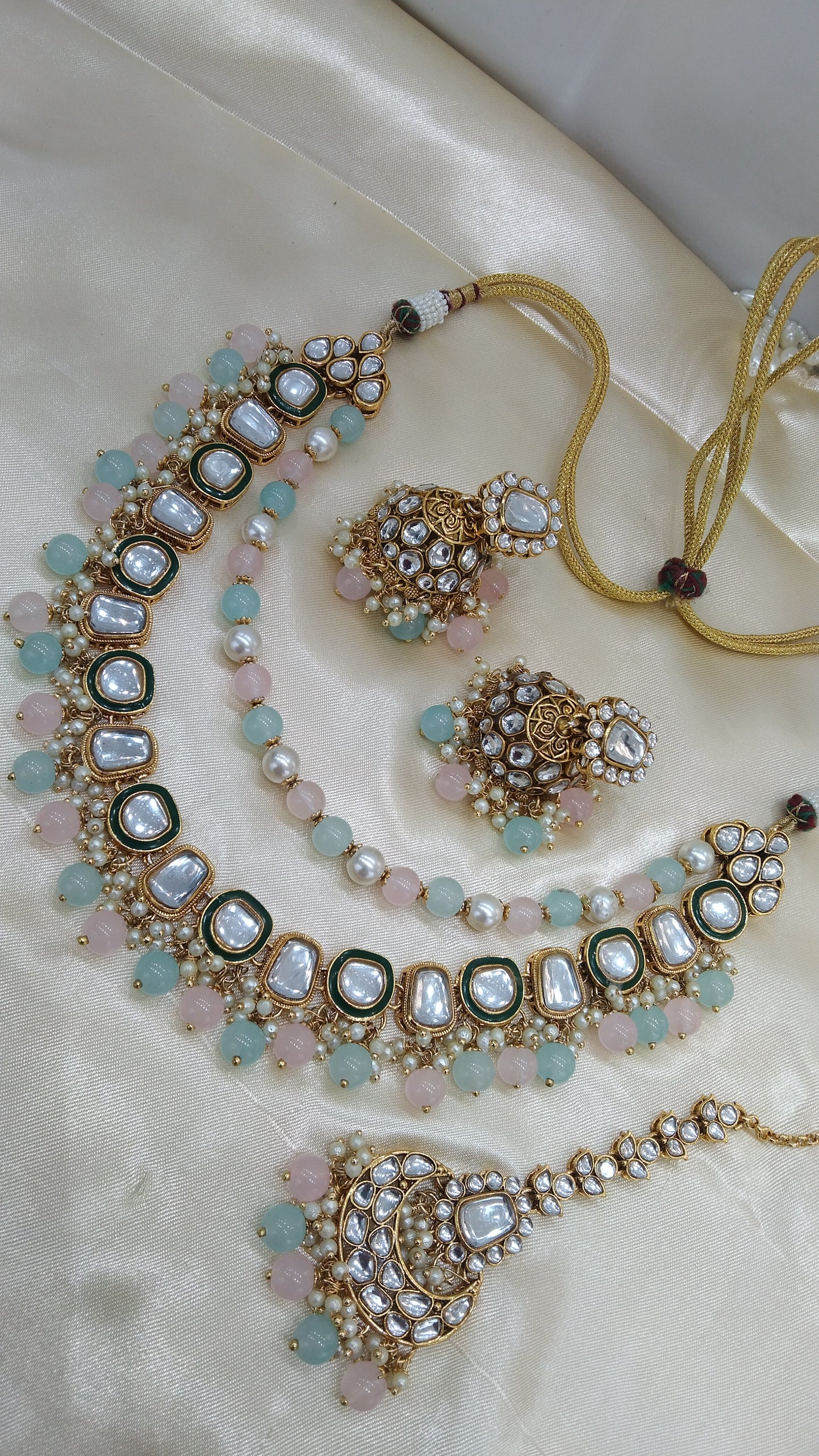 Farzana Sea green kundan Indian Jewellery Set