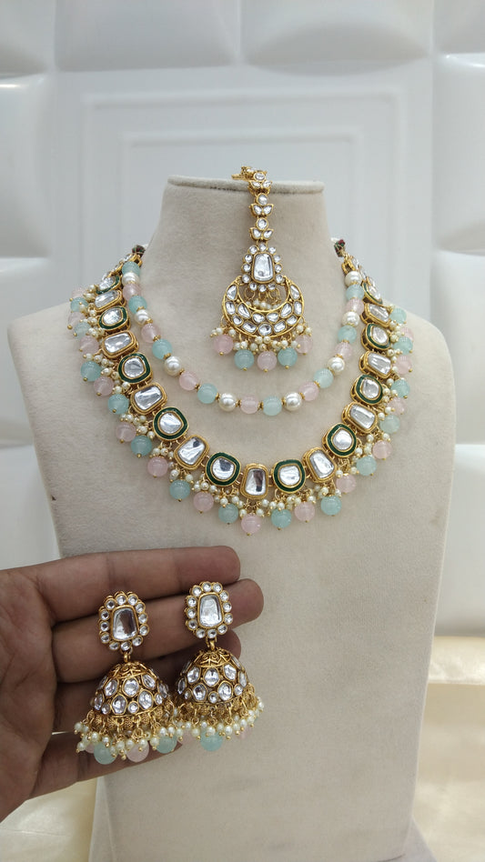 Farzana Sea green kundan Indian Jewellery Set