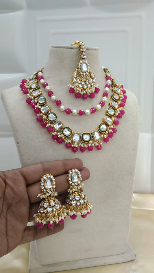 Farzana Pink kundan Indian Jewellery Set
