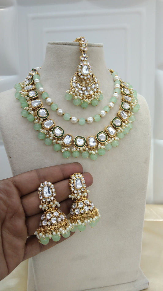 Farzana Pista kundan Indian Jewellery Set