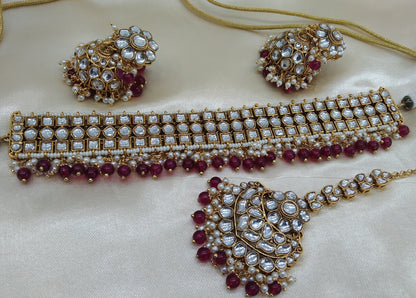 Divya Majenta kundan Indian Jewellery Set