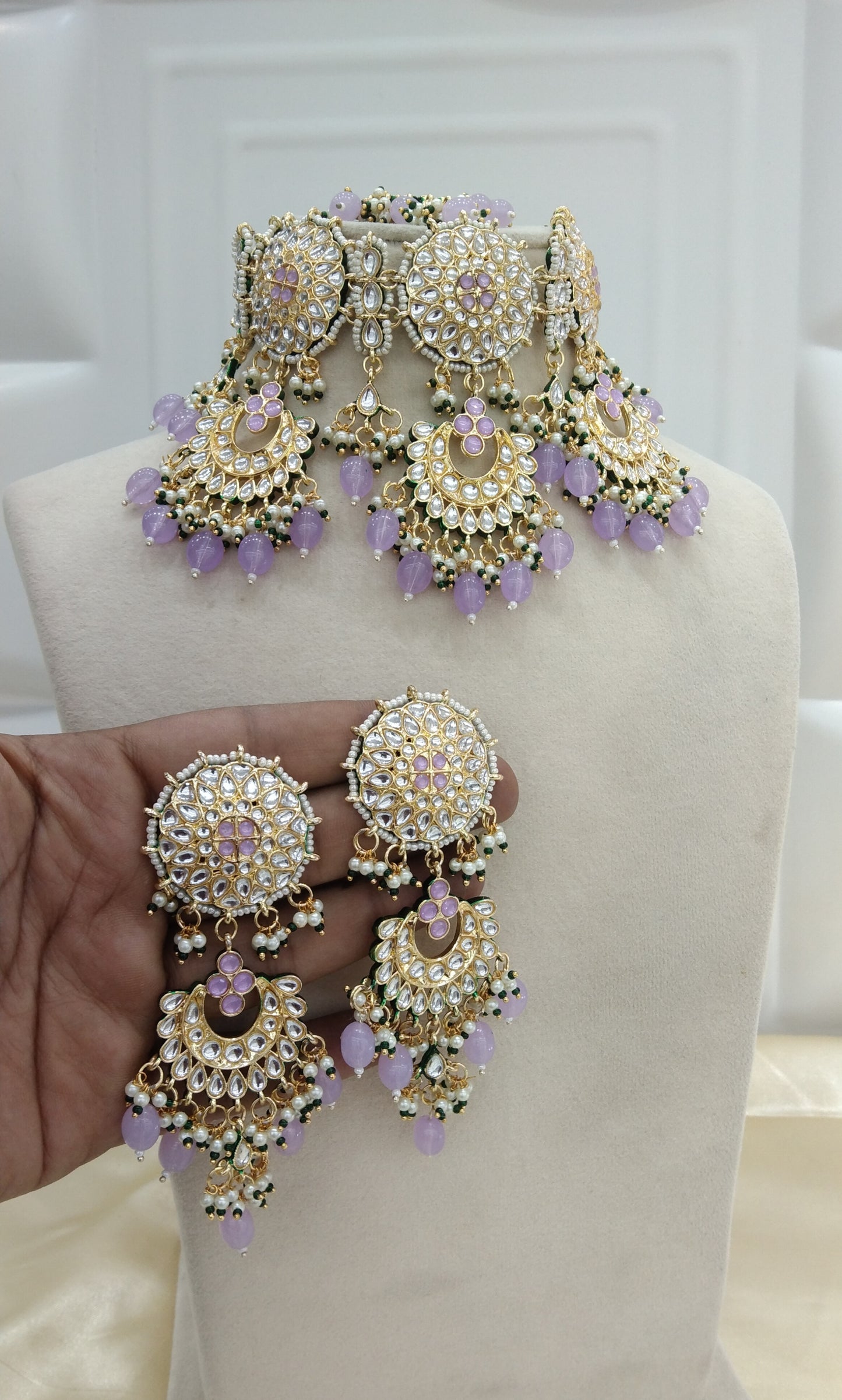 Eswari Lavender kundan Indian Jewellery Set