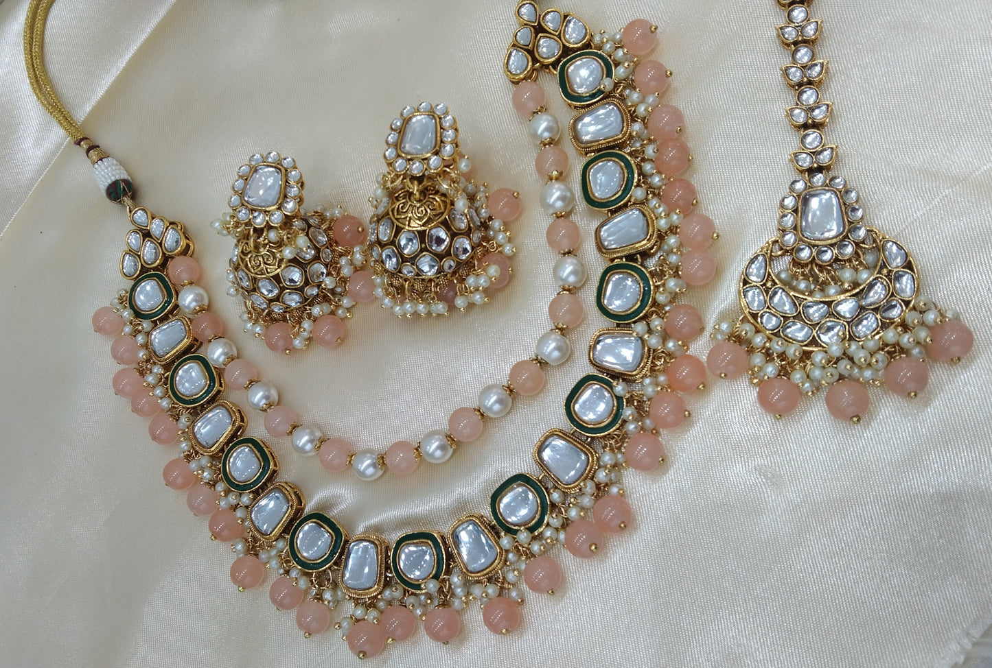 Farzana Peach kundan Indian Jewellery Set