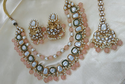 Farzana Peach kundan Indian Jewellery Set