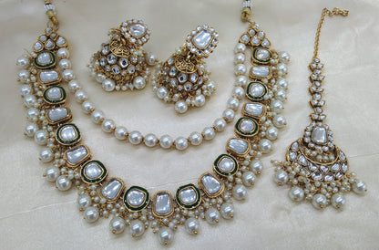 Farzana White kundan Indian Jewellery Set