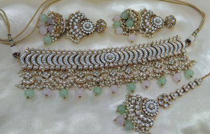 Diksika Pista pink kundan Indian Jewellery Set