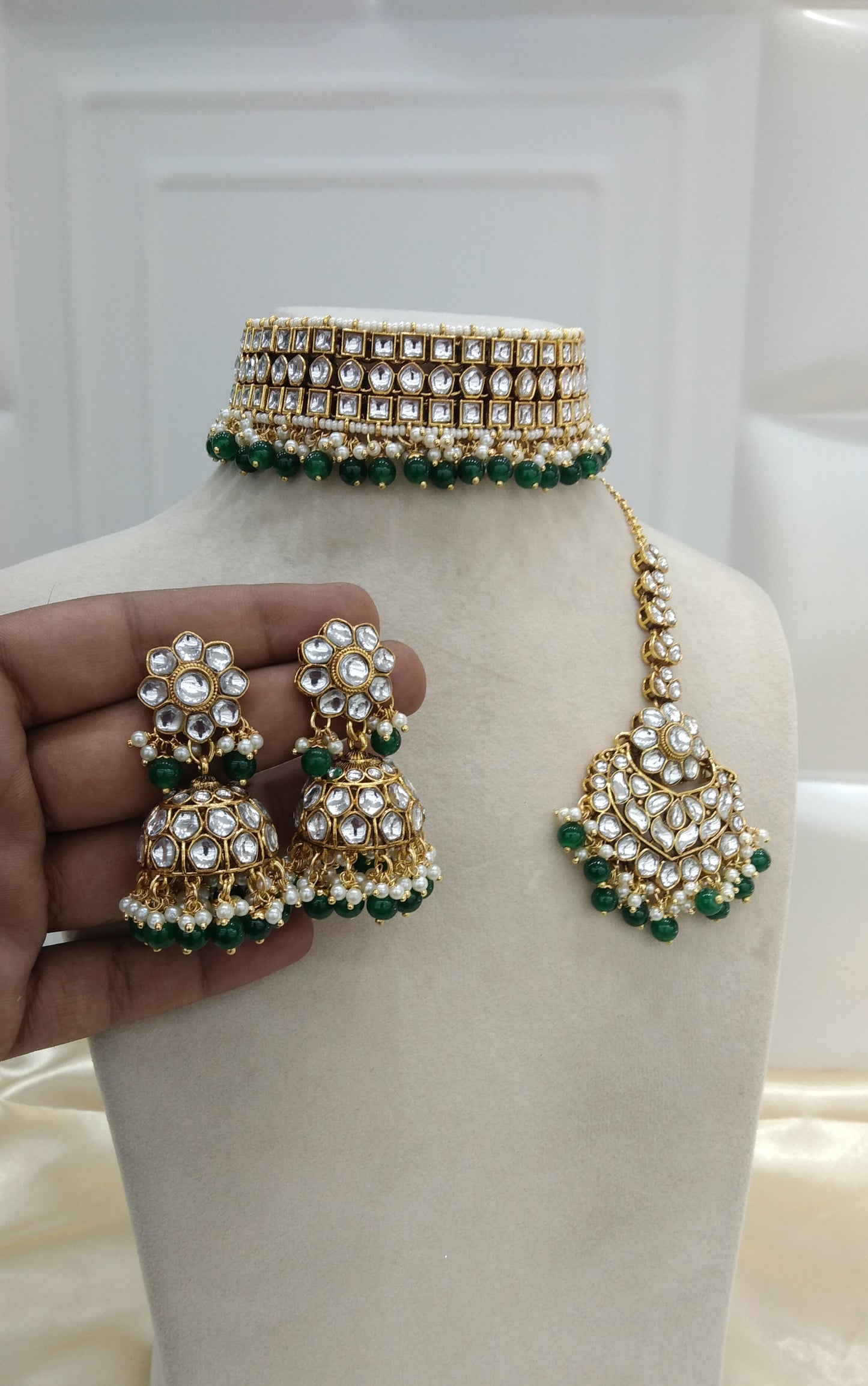 Divya Green kundan Indian Jewellery Set