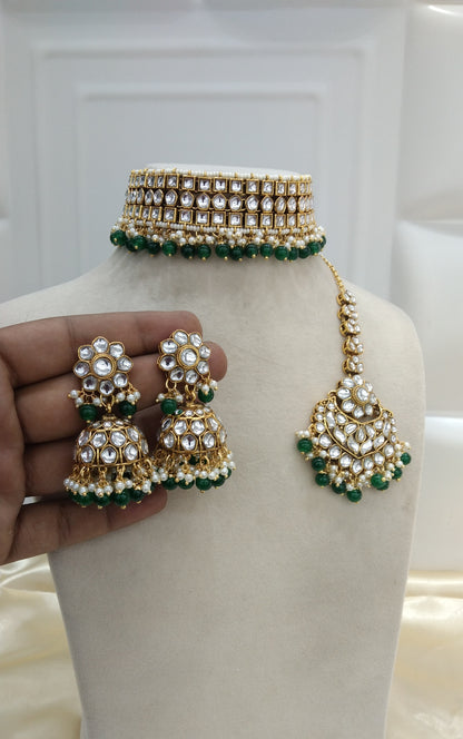 Divya Green kundan Indian Jewellery Set