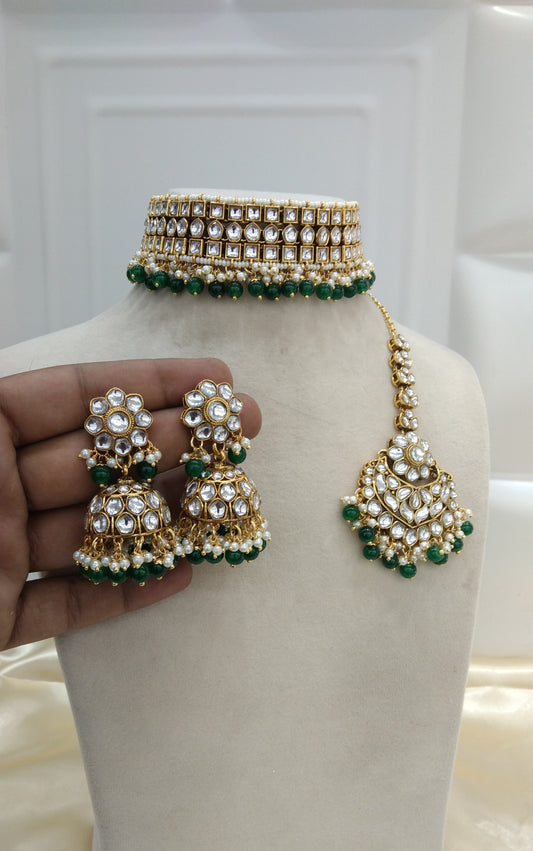 Divya Green kundan Indian Jewellery Set