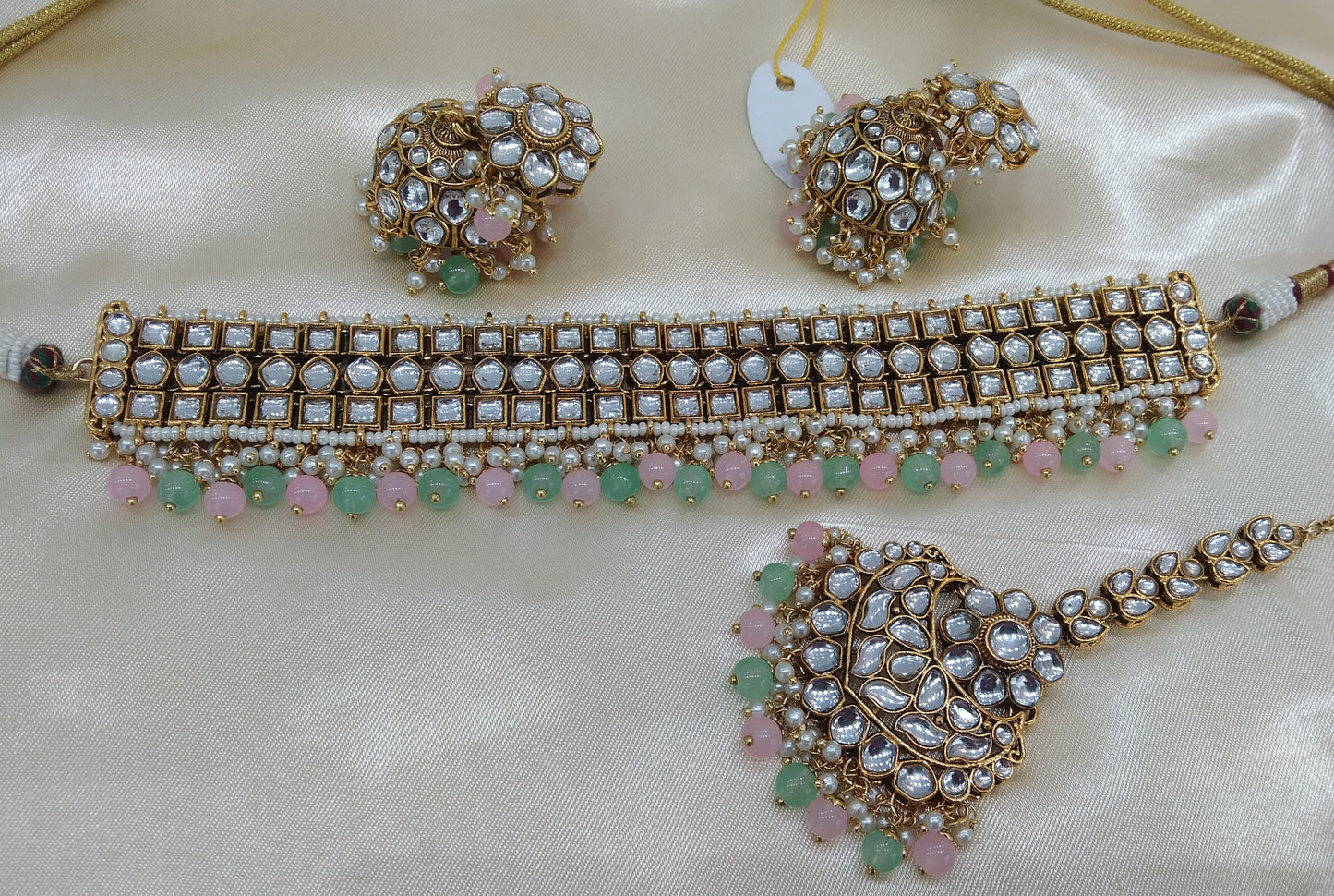 Divya Pista pink kundan Indian Jewellery Set