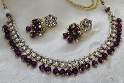 Divya Purple kundan Indian Jewellery Set