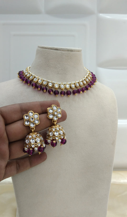 Divya Purple kundan Indian Jewellery Set