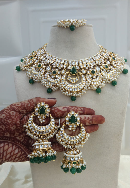 Gagan Green kundan Indian Jewellery Set