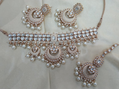 Freya White kundan Indian Choker Jewellery Set