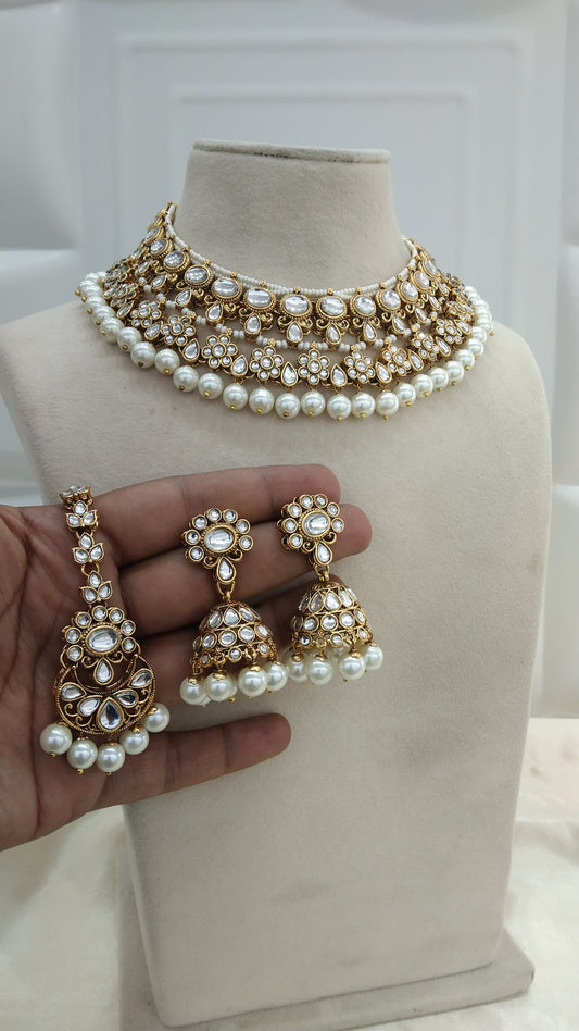 Garry White kundan Indian Necklace Jewellery Set