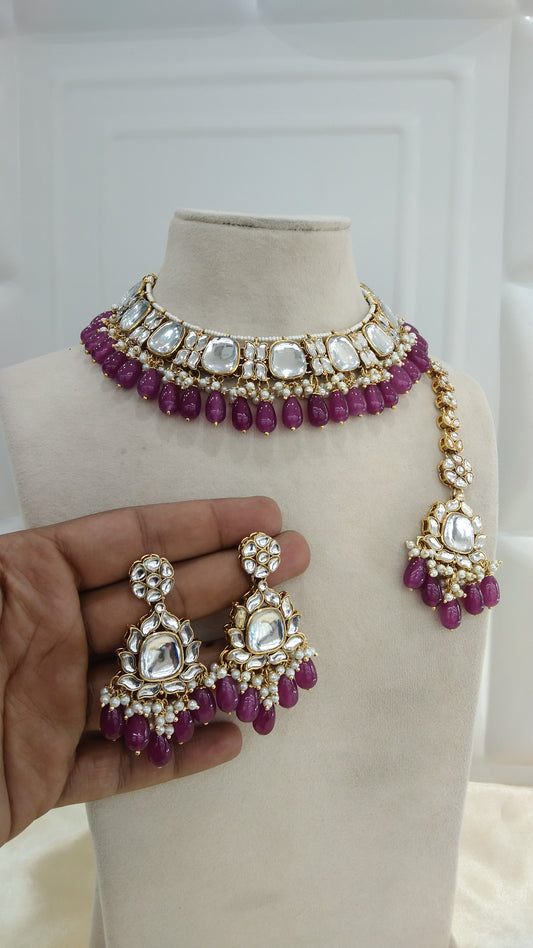 Janvi Rubi kundan Indian Necklace Jewellery Set