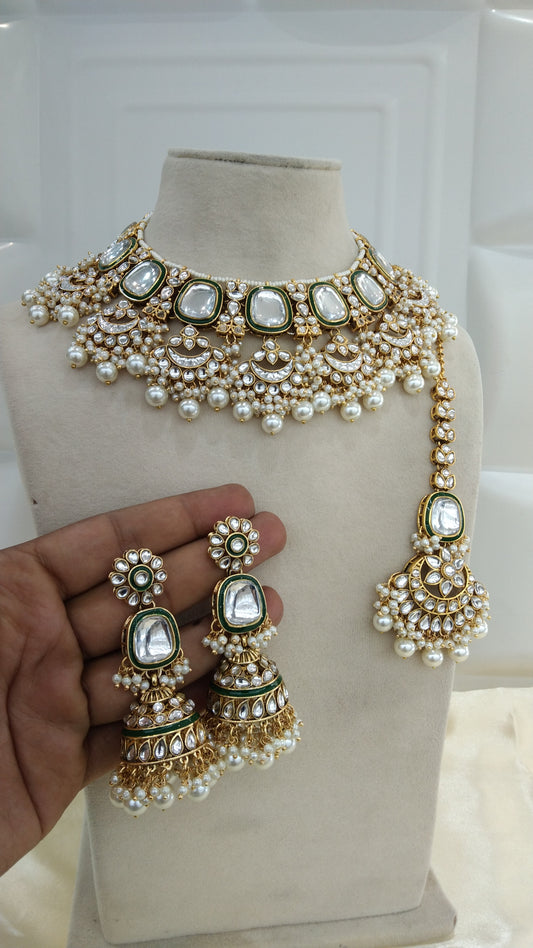 Kirat White kundan Indian Necklace Jewellery Set