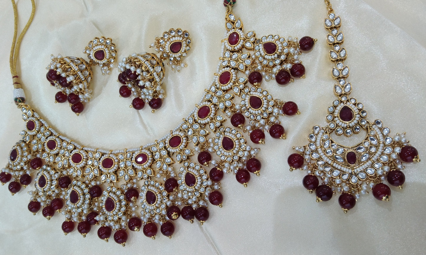 Kirat Rubi kundan Indian Necklace Jewellery Set