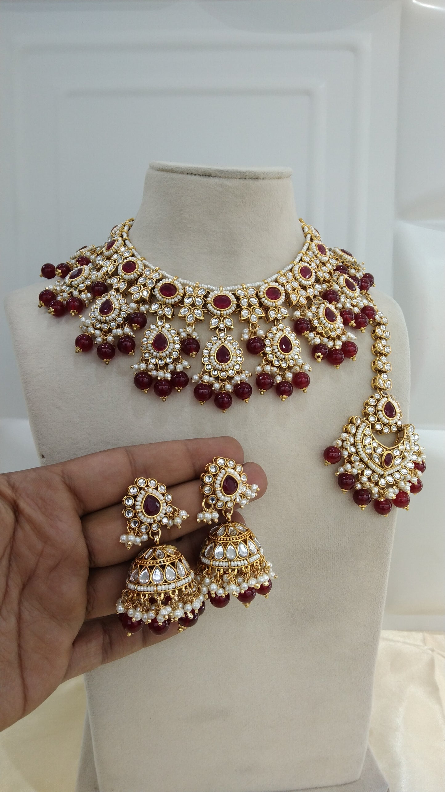 Kirat Rubi kundan Indian Necklace Jewellery Set