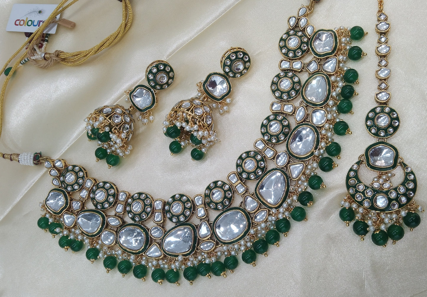 Keri Green kundan Indian Necklace Jewellery Set