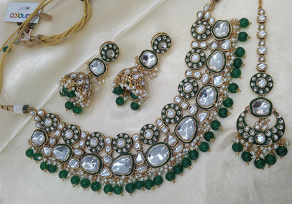 Keri Green kundan Indian Necklace Jewellery Set