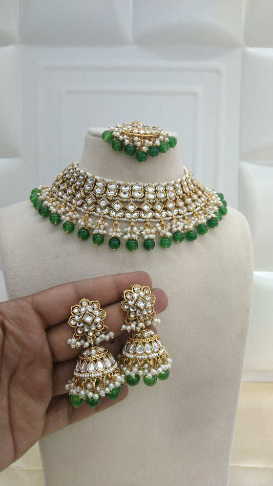 Kavita Green kundan Indian Necklace Jewellery Set