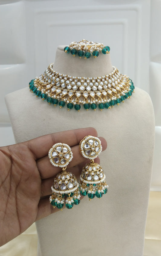 Kavita Rama Green kundan Indian Necklace Jewellery Set