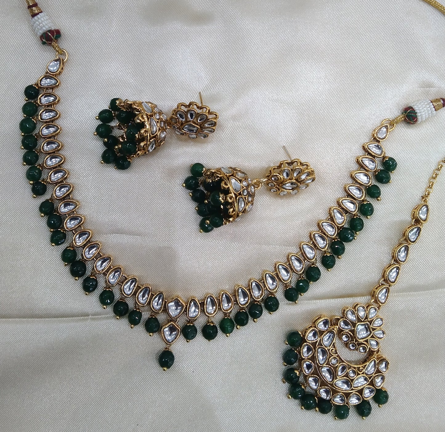 Lovpreet  Green kundan Indian Necklace Jewellery Set