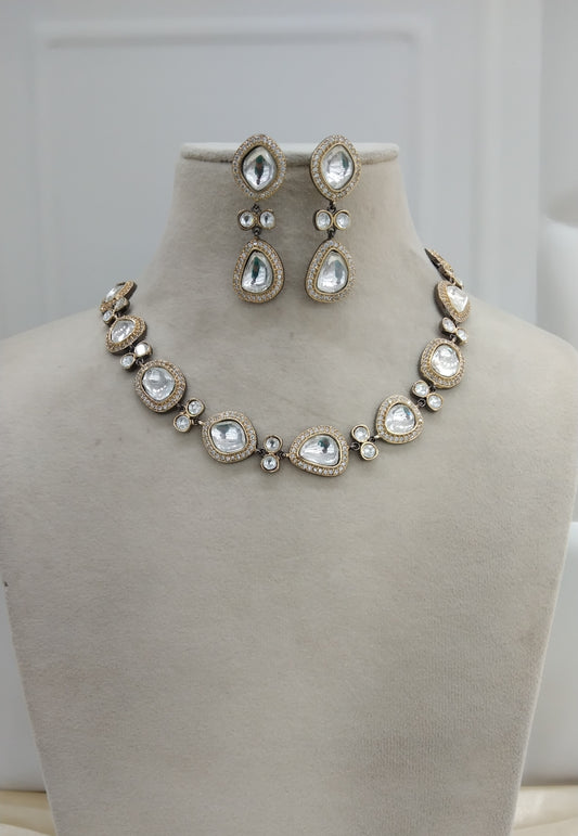 Neetu Silver kundan Indian Necklace  Jewellery Set