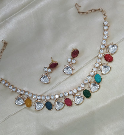 Neha Multicolor kundan Indian Necklace Jewellery Set