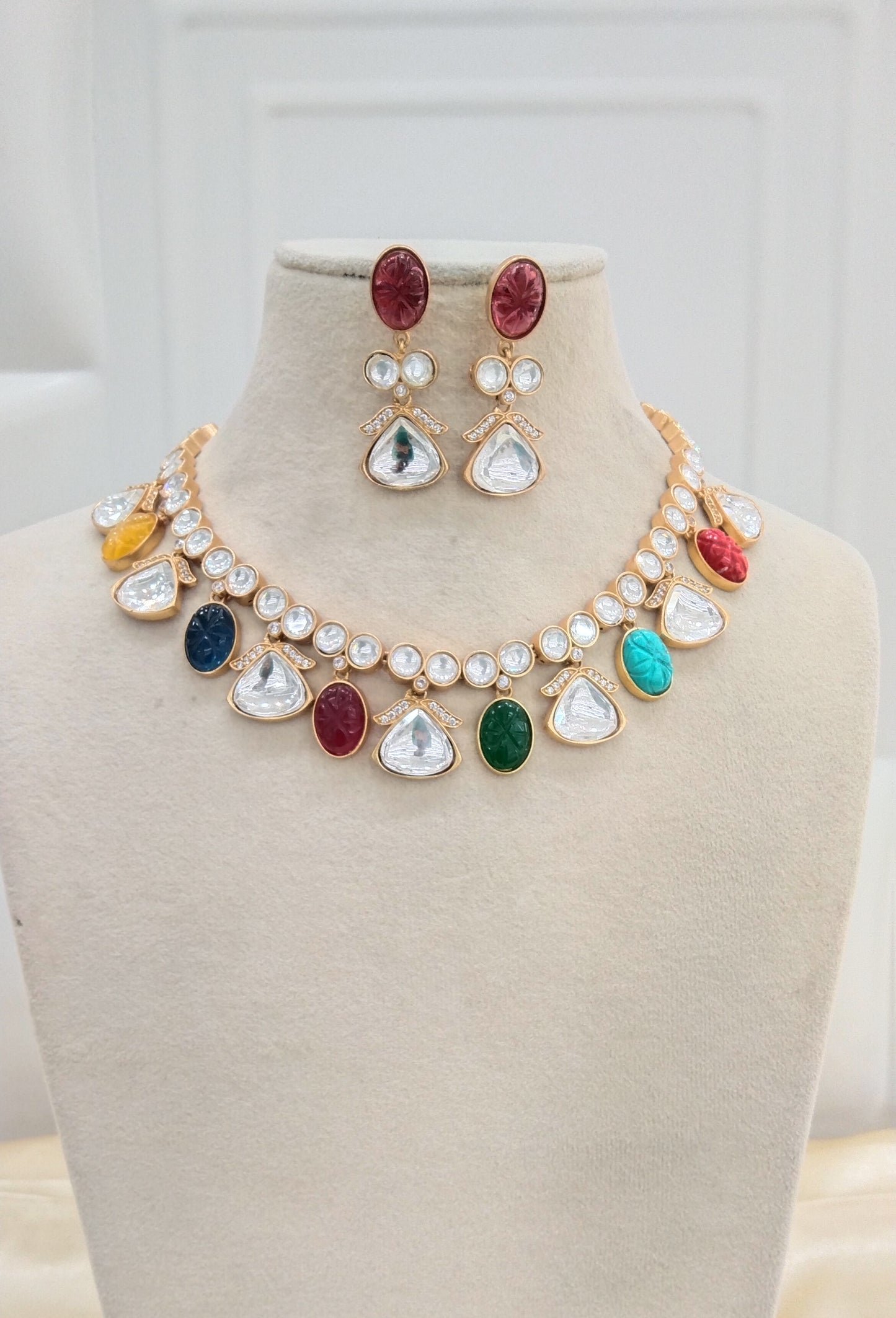 Neha Multicolor kundan Indian Necklace Jewellery Set