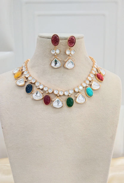 Neha Multicolor kundan Indian Necklace Jewellery Set