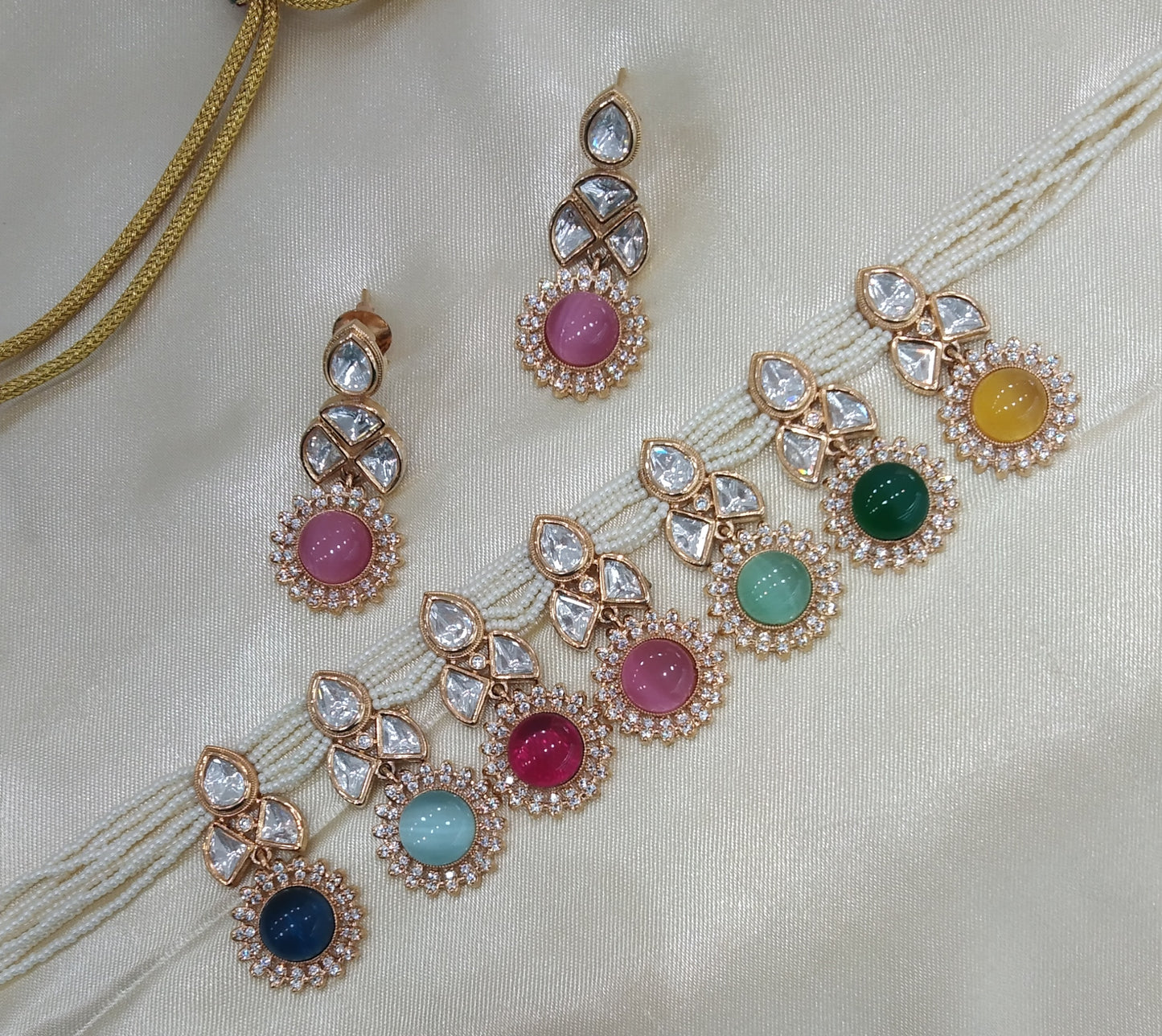 Neeru Multicolor kundan Indian Necklace Jewellery Set