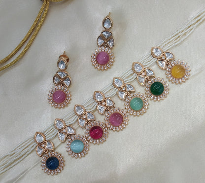 Neeru Multicolor kundan Indian Necklace Jewellery Set