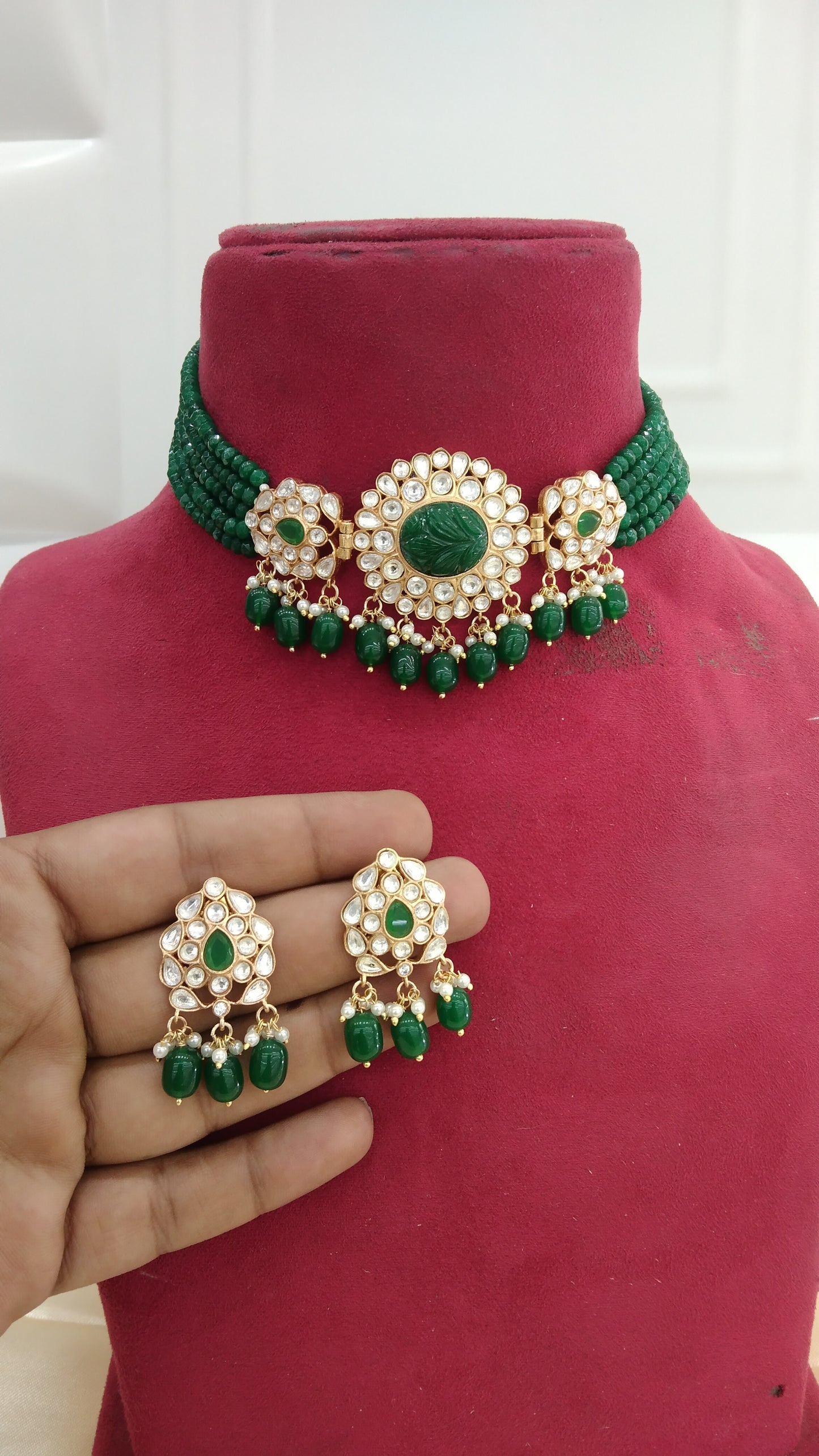 Nikk Green kundan Indian Choker Jewellery Set