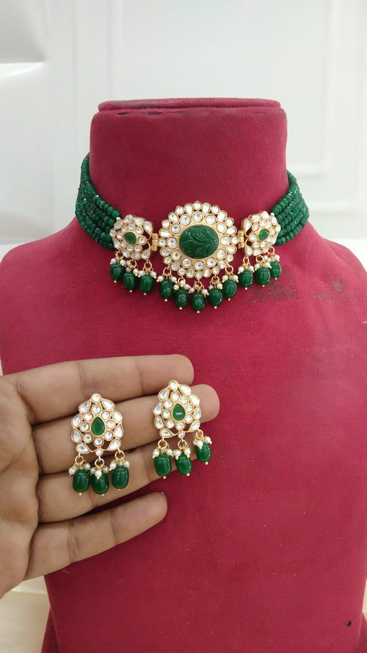 Nikk Green kundan Indian Choker Jewellery Set