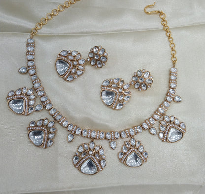 Neha White kundan Indian Necklace Jewellery Set
