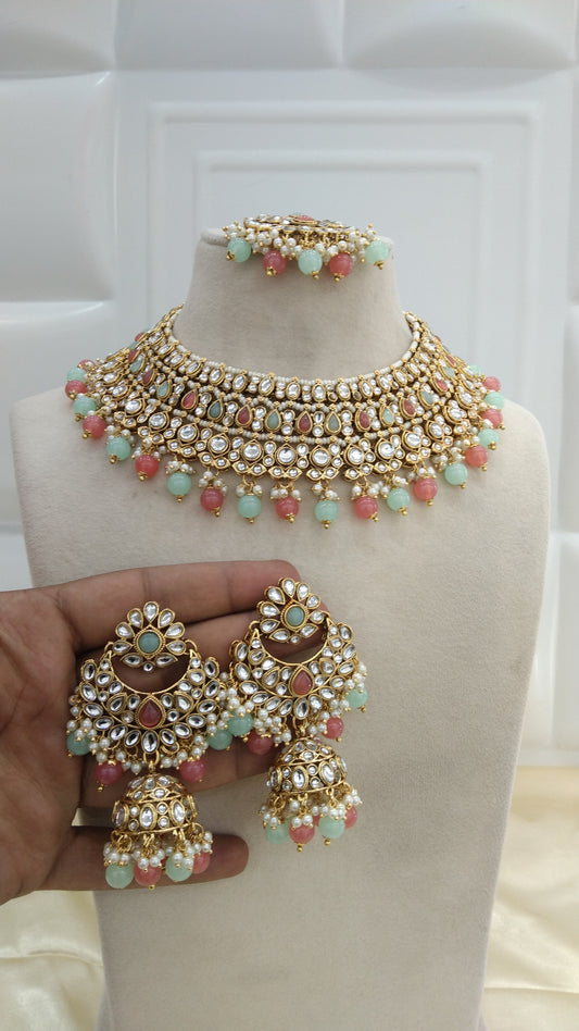 Nuri Gajjri kundan Indian Necklace Jewellery Set